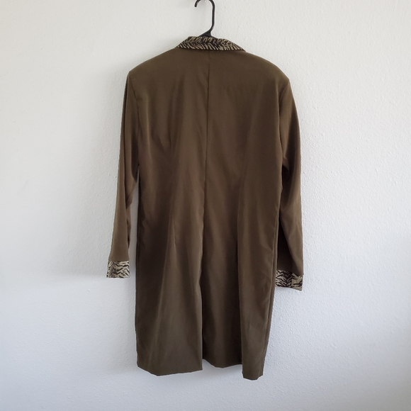 Sally Dark Olive Green Zebra Pattern Dress Suit - Picture 3 of 6